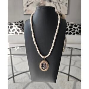 1928 Pearl Vintage Inspired Pendent Necklace 14KT Gold Dipped New